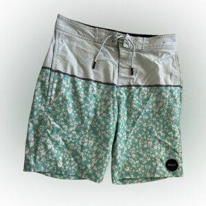 RVCA Boys Light Green Turquoise Board Shorts Swim Trunk Surf Wear